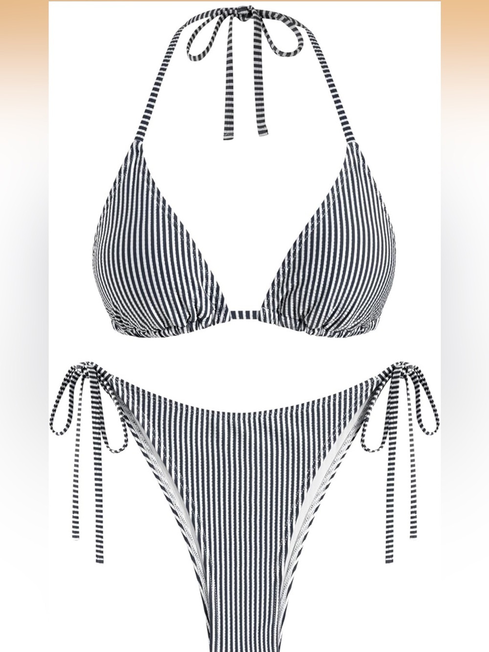 Textured Halter Bikini Triangle Sexy High Cut Bathing Suit Side Tie 1399/bb7-1
